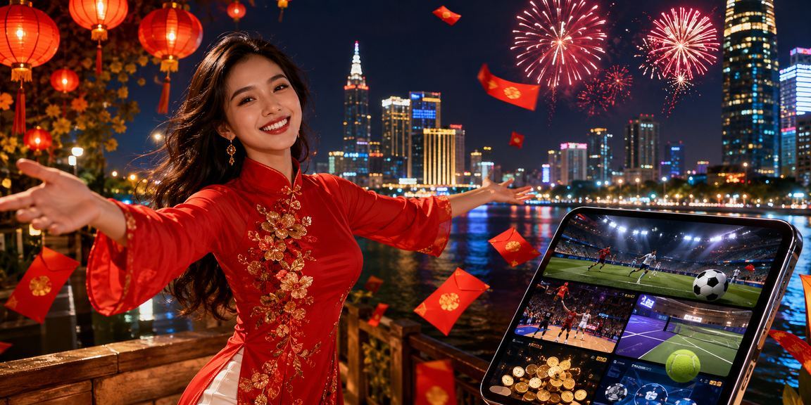 Phong bì đỏ may mắn và đèn lồng trang trí mùa khuyến mãi tại Hồ Chí Minh